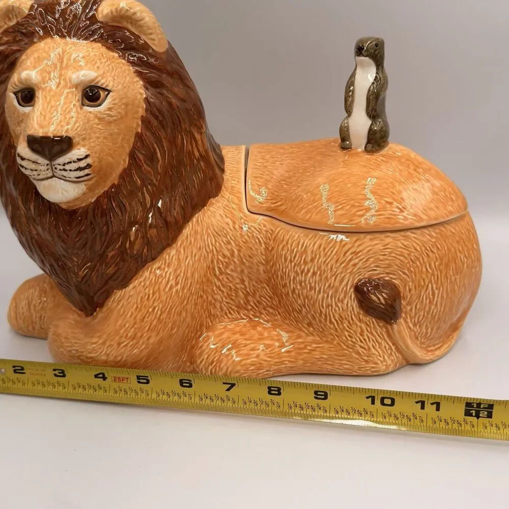 Vintage 1991 Hearth & Home Lion Meerkat Cookie Jar Serengeti Safari Jungle Rare